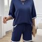 Devine Contrast Trim Round Neck Top and Shorts Set