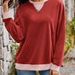 Contrast Round Neck Long Sleeve Sweatshirt