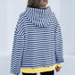 Drawstring Striped Long Sleeve Hoodie