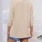 Full Size Textured Round Neck Three-Quarter Sleeve Blouse