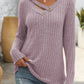 Ribbed V-Neck Long Sleeve T-Shirt