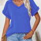 Exposed Seam V-Neck Short Sleeve Top