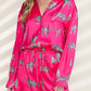 Hot Pink Animal Button Up Shirt and Shorts Set