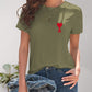 Heart Round Neck Short Sleeve T-Shirt