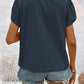 Notched Short Sleeve Blouse