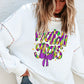 MARDI GRAS White Round Neck Long Sleeve Sweatshirt
