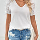 Full Size Lace Detail V-Neck Short Sleeve T-Shirt