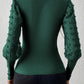 Swiss Dot V-Neck Long Sleeve Top