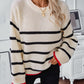 Striped Round Neck Dropped Shoulder Sweater