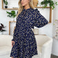 Double Take Full Size Printed Ruffle Hem Long Sleeve Dress