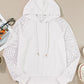 Drawstring Openwork Long Sleeve Hoodie