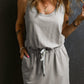 Drawstring Scoop Neck Mini Dress
