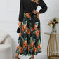 Pleated Printed Surplice Long Sleeve Dress