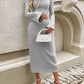 Devine Tied V-Neck Long Sleeve Sweater Dress