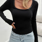 Devine Lace Detail Scoop Neck Long Sleeve T-Shirt