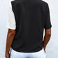Full Size Decorative Button Surplice Short Sleeve Blouse