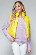 Snobbish Zip Up Turtleneck Shiny Quilted Vest *