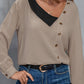 Asymmetrical Neck Buttoned Long Sleeve Top