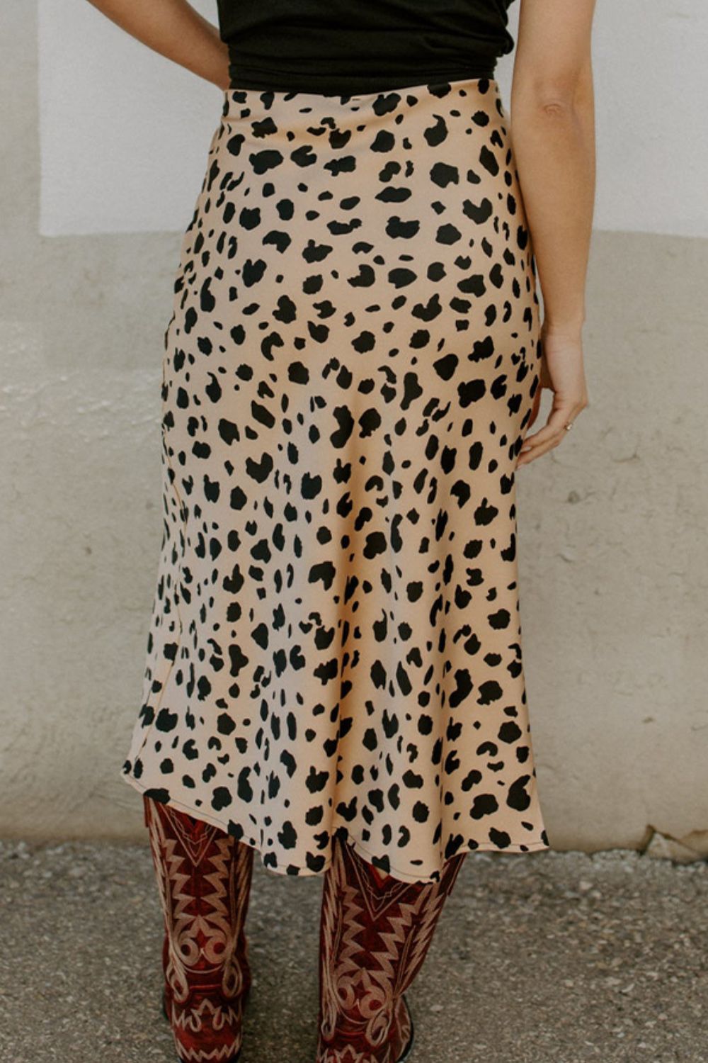 Tia Tan Slit Printed Midi Skirt