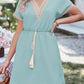 Tassel V-Neck Short Sleeve Dress
