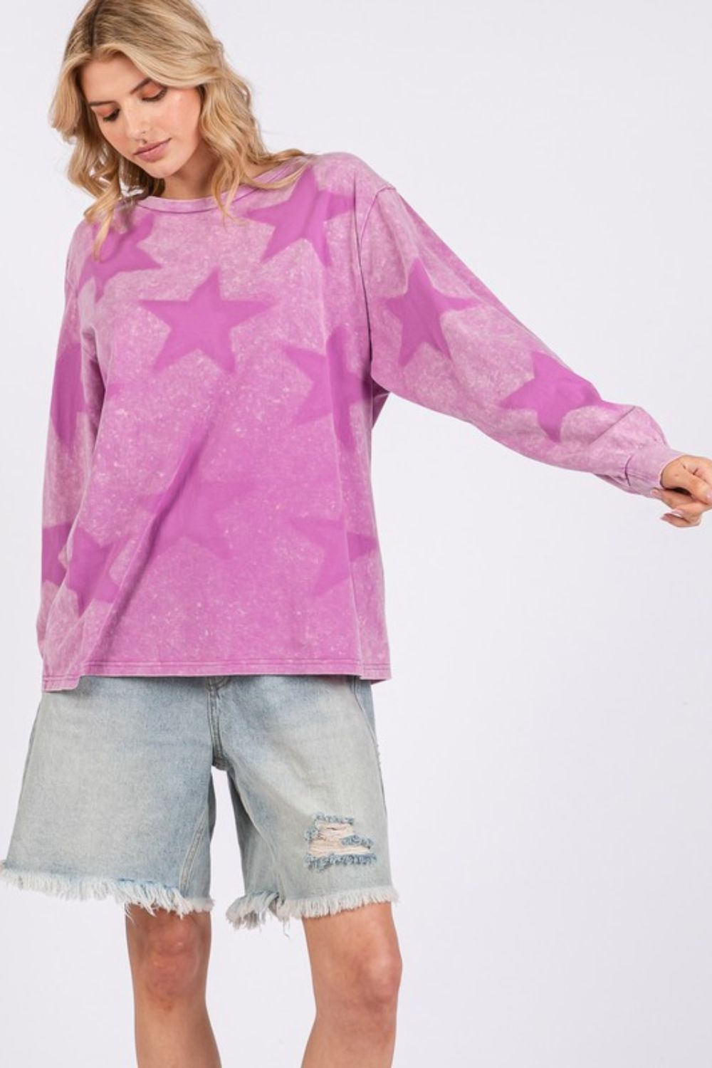 SAGE + FIG Mineral Wash Star Pattern T-Shirt *