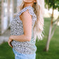 Full Size Leopard Ruffled Notched Tank