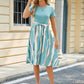 Printed Tie Waist Short Sleeve Dress