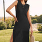Slit Round Neck Sleeveless Sweater Dress