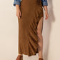 Plus Size Ruffled Slit High Rise Skirt