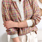 Mulit-Color Plaid Round Neck Long Sleeve Blouse