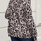 Full Size Leopard Collared Neck Zip Up Jacket