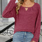 Full Size Cutout Round Neck Long Sleeve T-Shirt