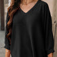 Texture V-Neck Long Sleeve Top