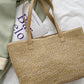 Solid Color Woven Tote Bag