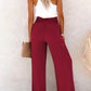 Full Size Decorative Button High Waist Pants