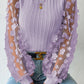 SOSPRING Full Size Textured Applique Long Sleeve Blouse