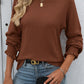 Ribbed Round Neck Long Sleeve T-Shirt