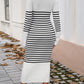 Striped V-Neck Long Sleeve Sweater Dress