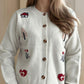 Button Up Round Neck Long Sleeve Cardigan