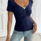 Devine Decorative Button Short Sleeve T-Shirt