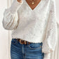 V-Neck Lantern Sleeve Blouse