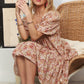 ADORA Floral Square Neck Puff Sleeve Dress