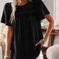 Devine Lace Detail Round Neck Short Sleeve Blouse