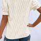 Texture Notched Short Sleeve Blouse