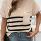 Devine Striped Round Neck Short Sleeve Sweater