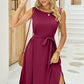 FULL SIZE Tied Round Neck Sleeveless Dress