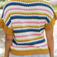 Contrast Round Neck Short Sleeve Sweater