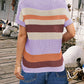 Striped Round Neck Short Sleeve Knit Top