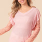 BiBi Ruffled Lace Sleeve Rib Knit Top - Brand BiBi