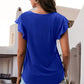 Full Size Ruffled Round Neck Cap Sleeve Blouse